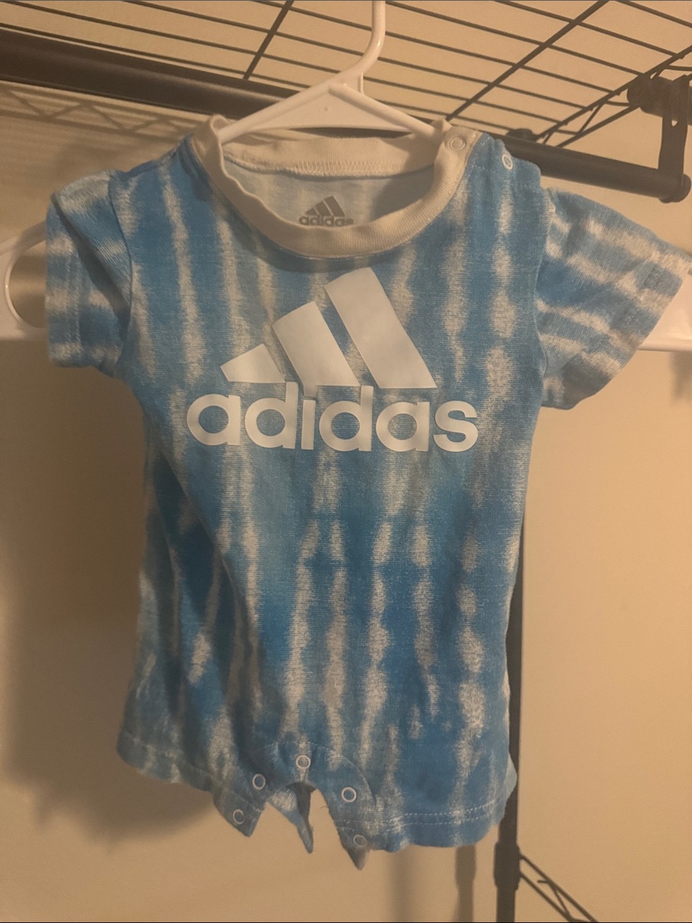 adidas Blue and White Tie-Dye Trefoil Snap Tee
